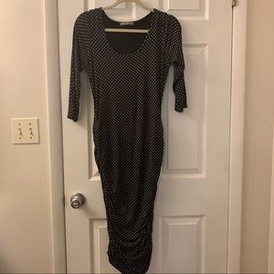 Maternity- black polka dot midi dress from Stitch Fix